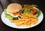 burger with fries