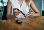 Woman checking blood sugar