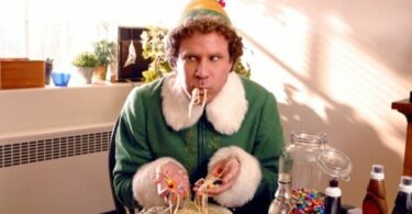 HOLIDAY ELF EATING PASTA